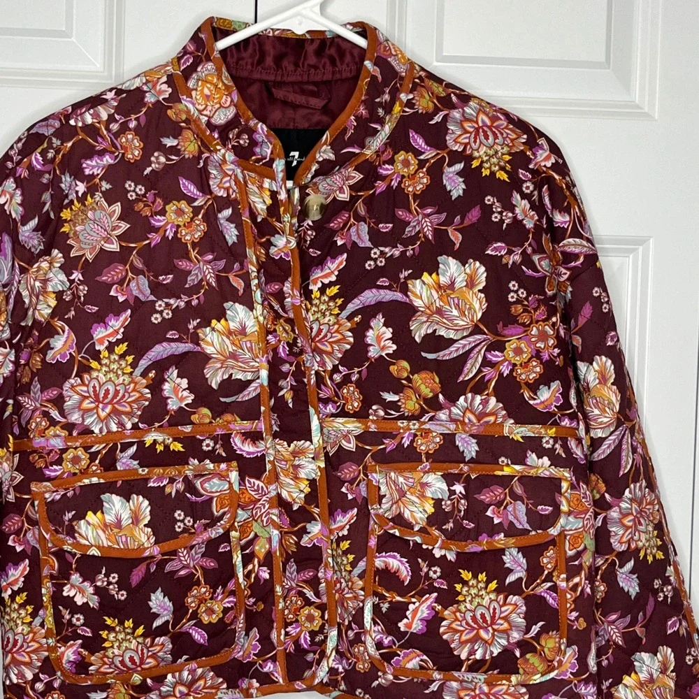 7 For All Mankind NWT‎ Floral Quilted Jacket Small Boho